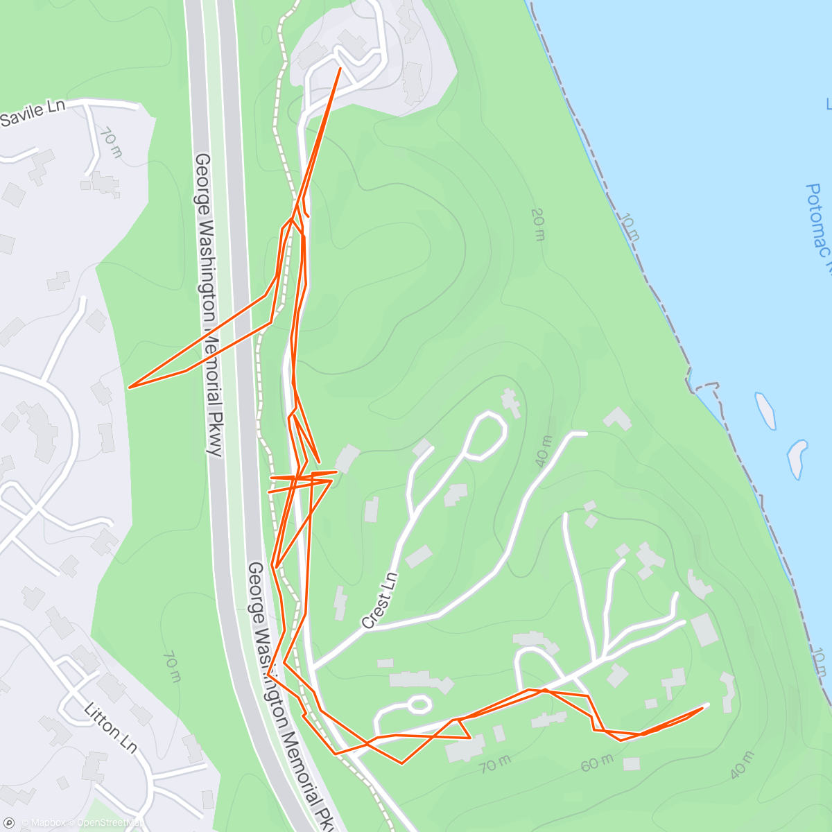 Map of the activity, Jesse took Phil for a walk with his Fi dog collar