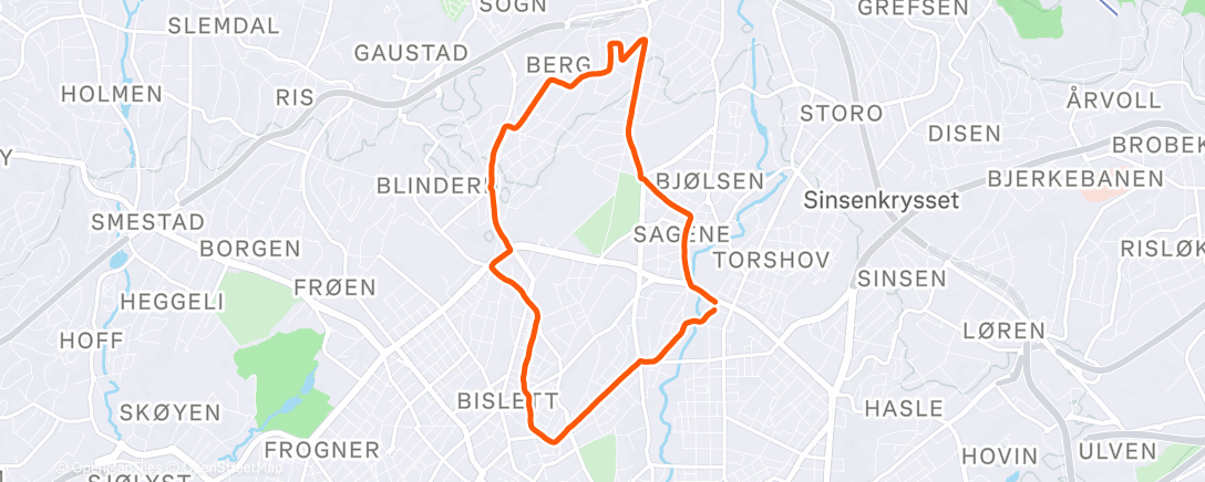 Map of the activity, Afternoon Run