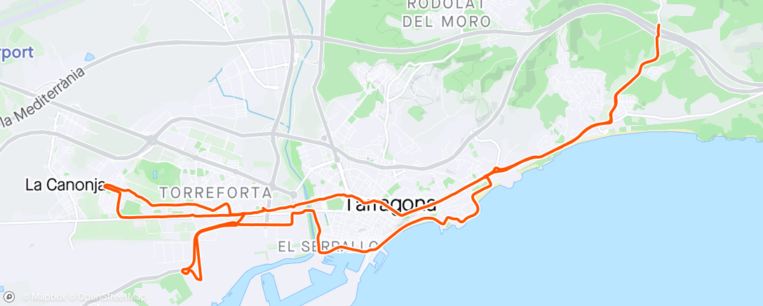 Map of the activity, recorrido de Tarragona a El Catllar
