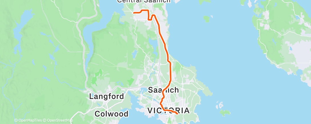 Map of the activity, Home from Brentwood Bay