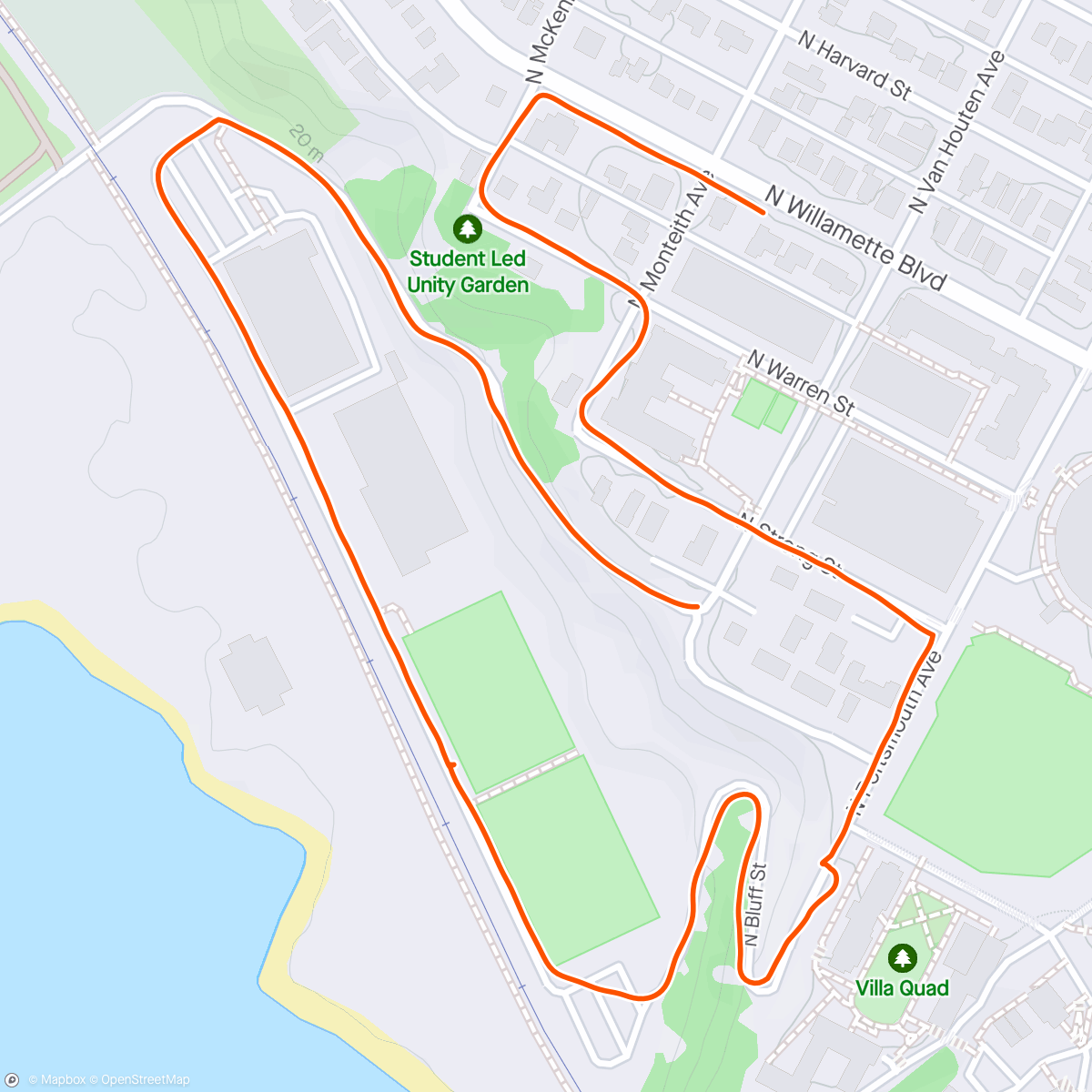 Map of the activity, Esther made me jog