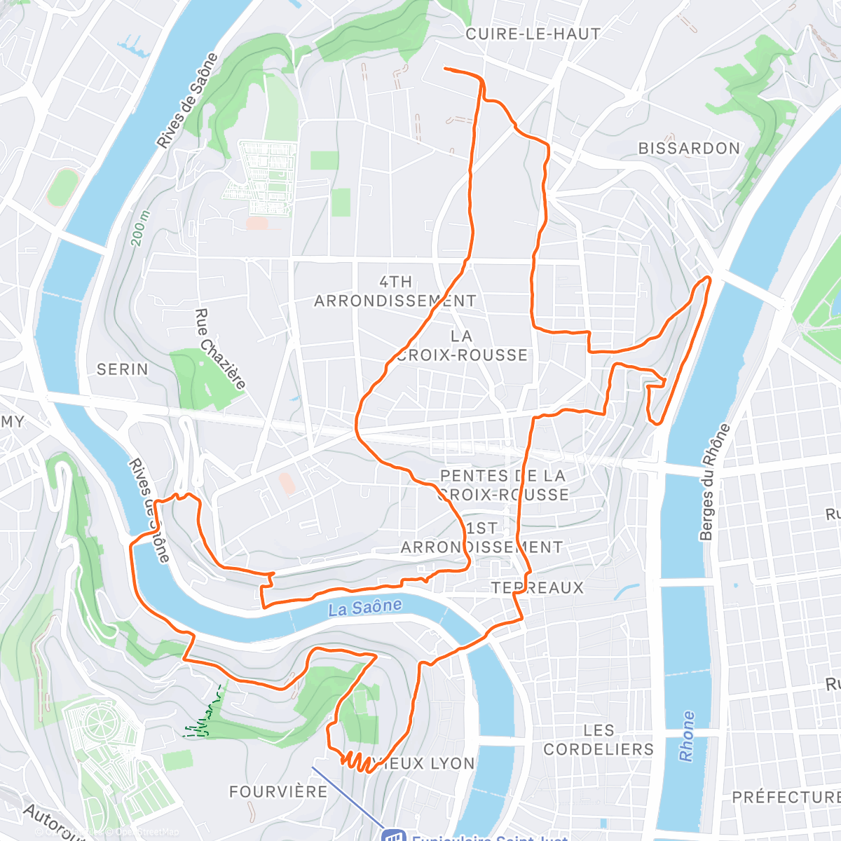 Map of the activity, 1h15 vallonée à jeun
