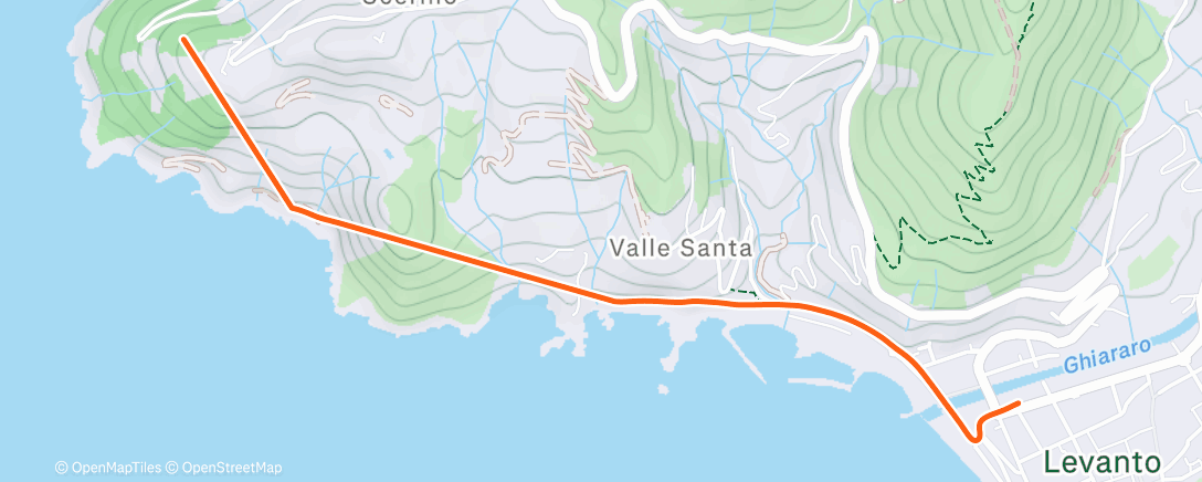 Map of the activity, Bicicleta de gravilla por la tarde