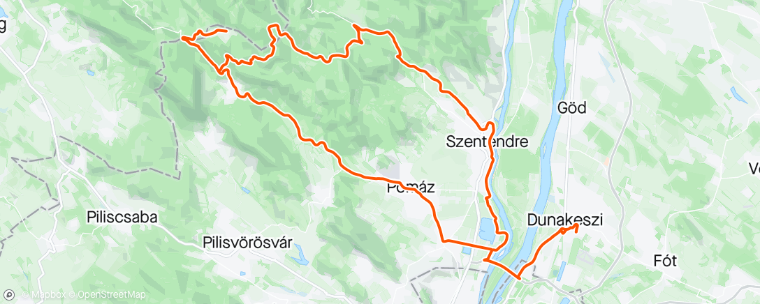 Mapa de la actividad (Szentlászló  - Kakas - Dobogókő)
