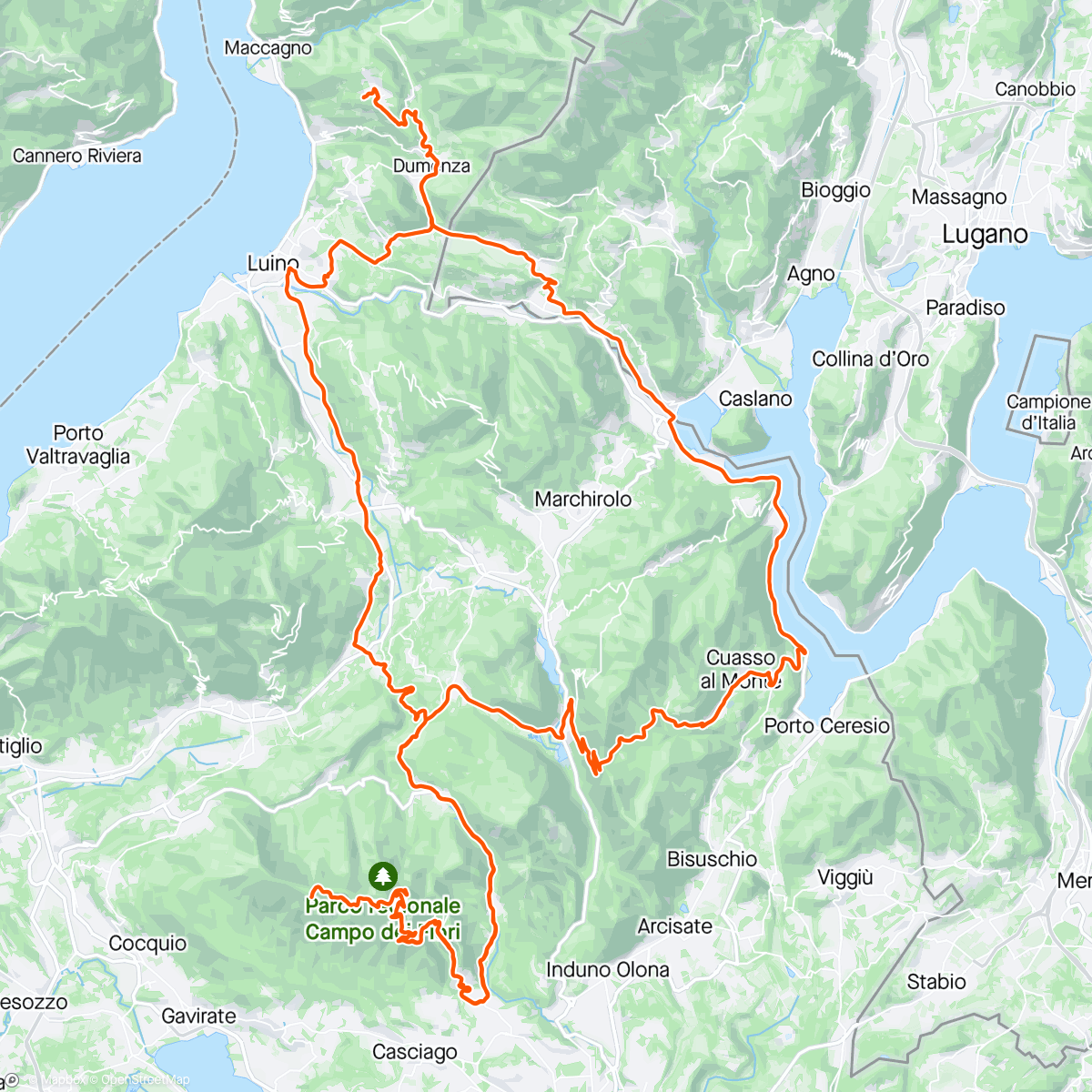 Map of the activity, Campo dei Fiori & Punto Orino - Alpe Tedesco