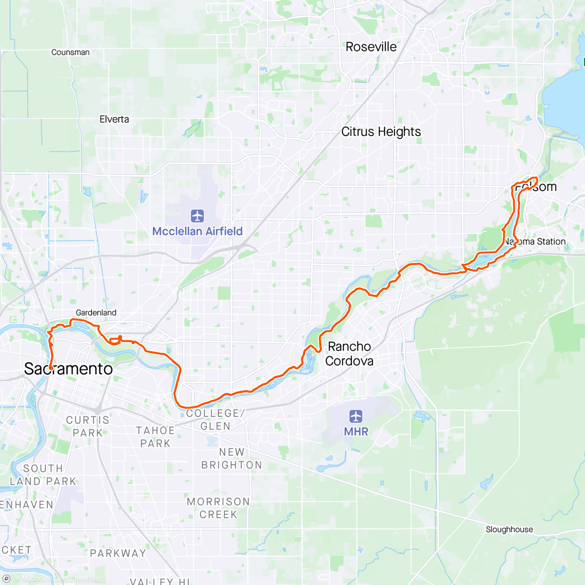Map of the activity, Folsom and Sacramento with Mo