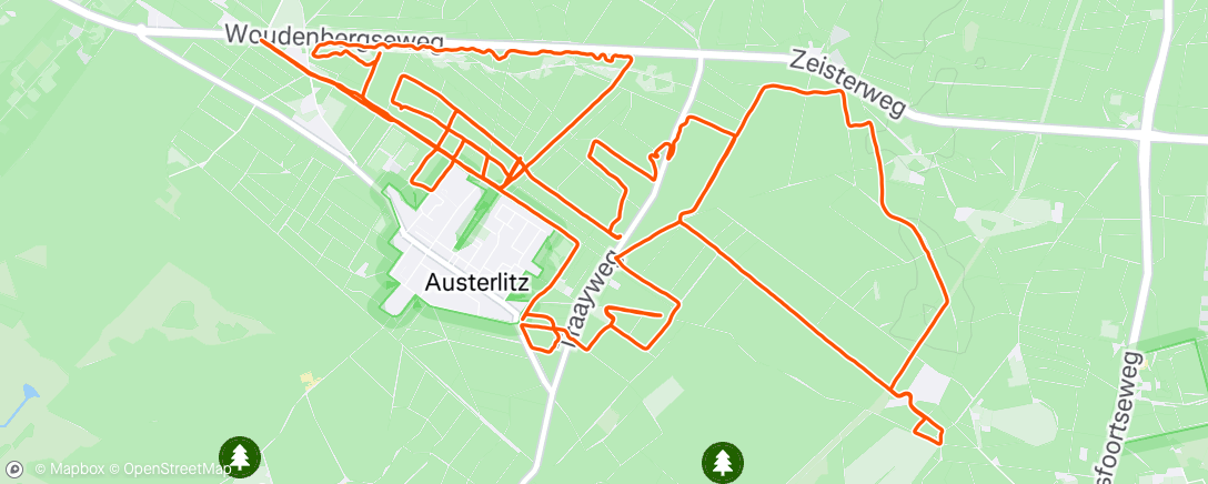 Map of the activity, Kris Cross rondom Austerlitz😁😎🤩☀️