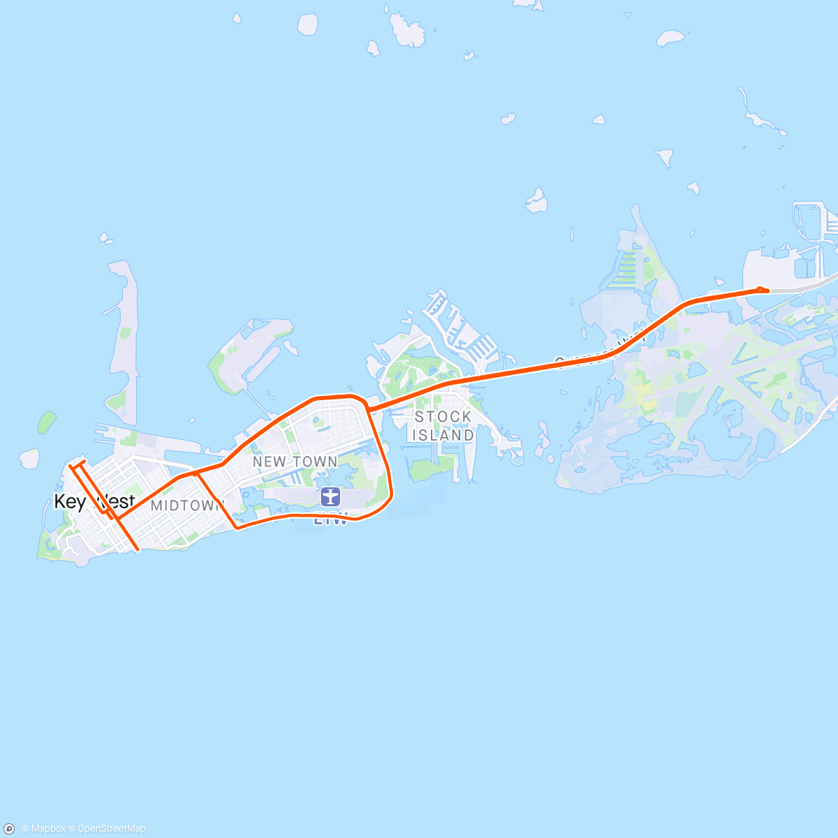 Map of the activity, Key West - Boca Chica