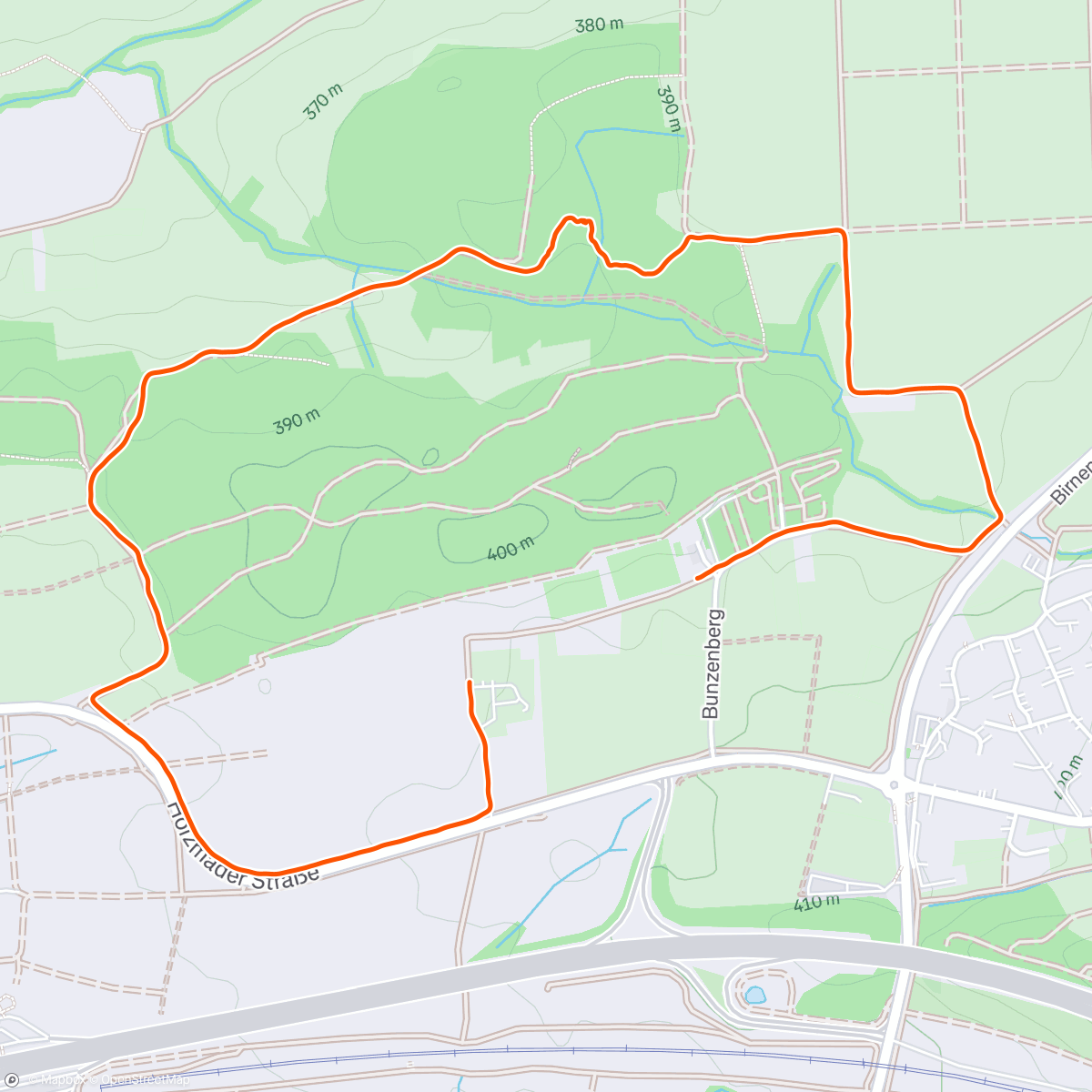 Map of the activity, Läufchen vor dem Training - die Waldrunde