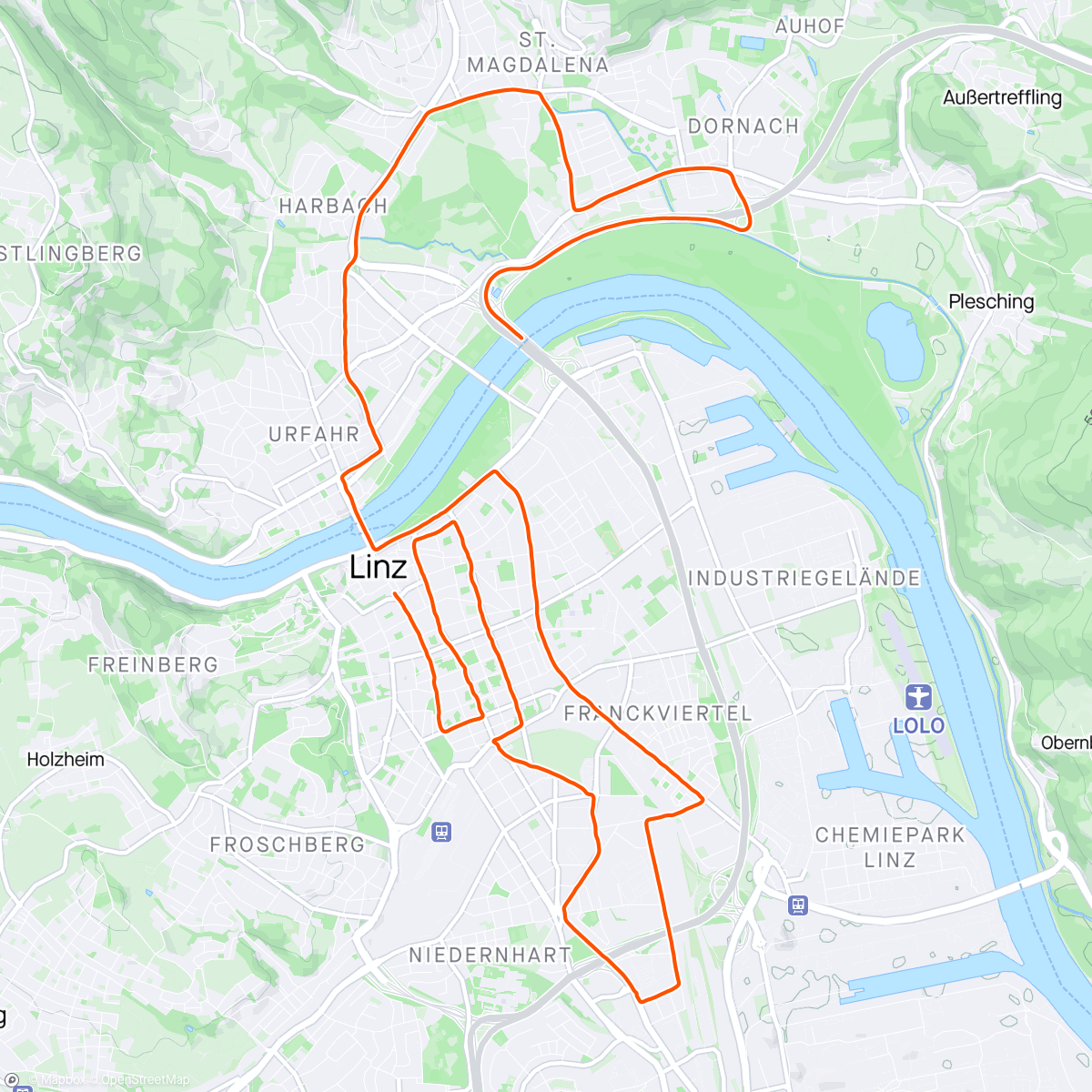 Map of the activity, Linz Halbmarathon
