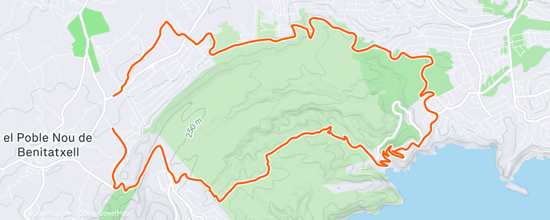 Map of the activity, Bicicleta eléctrica por la tarde