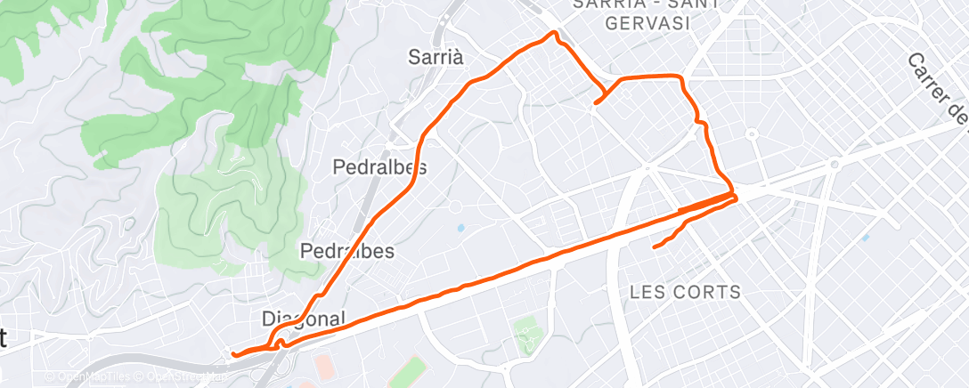 Map of the activity, Diagonal-Pedralbes | Rodaje