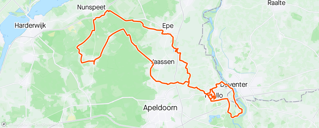 Map of the activity, 70+rondje Elspeet met lusje Diekhuus.