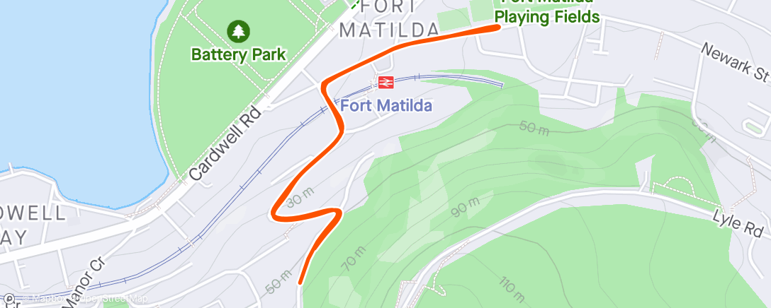 Map of the activity, Lyle Hill climb, Greenock