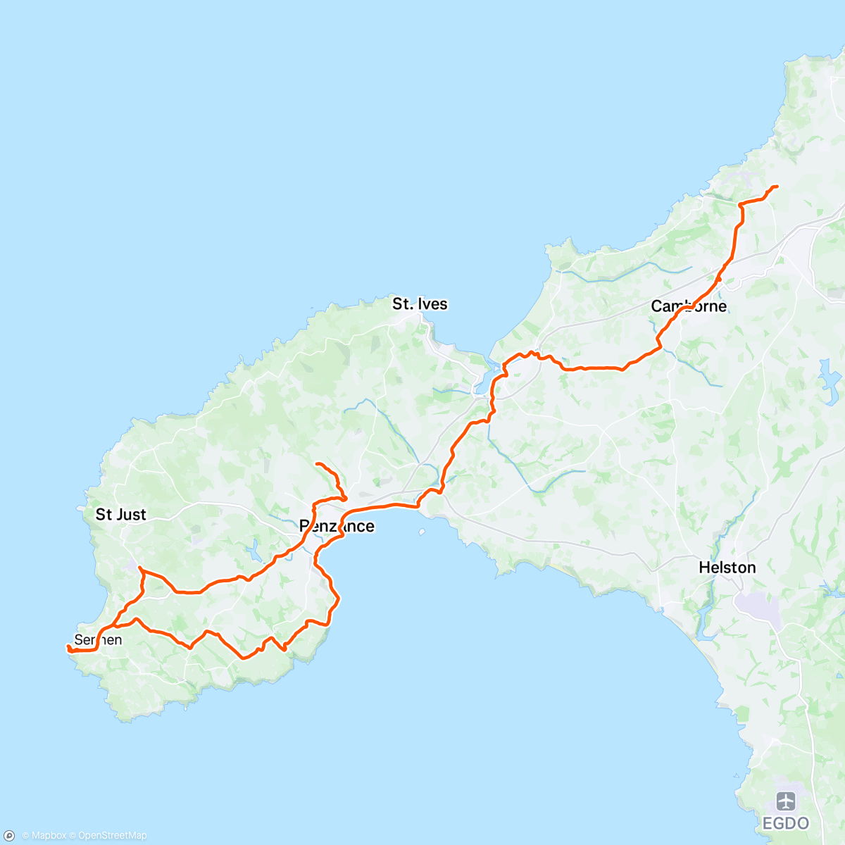 Map of the activity, Tour of Britain | dag 15 - Lands End