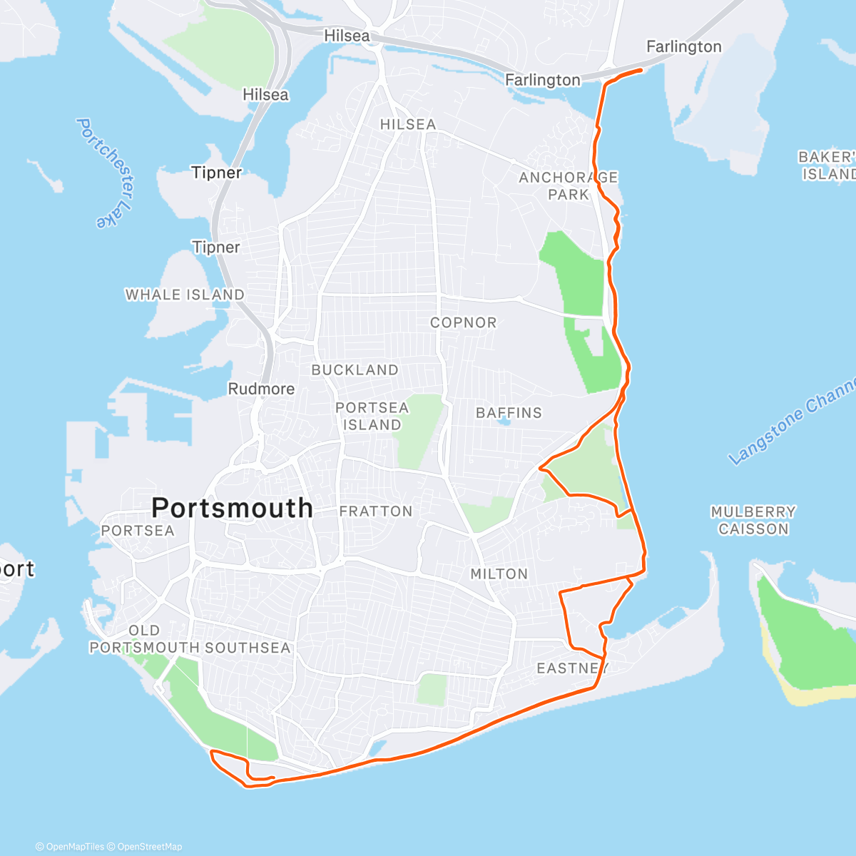 Map of the activity, Portsmouth Coastal Festive HM 🎄