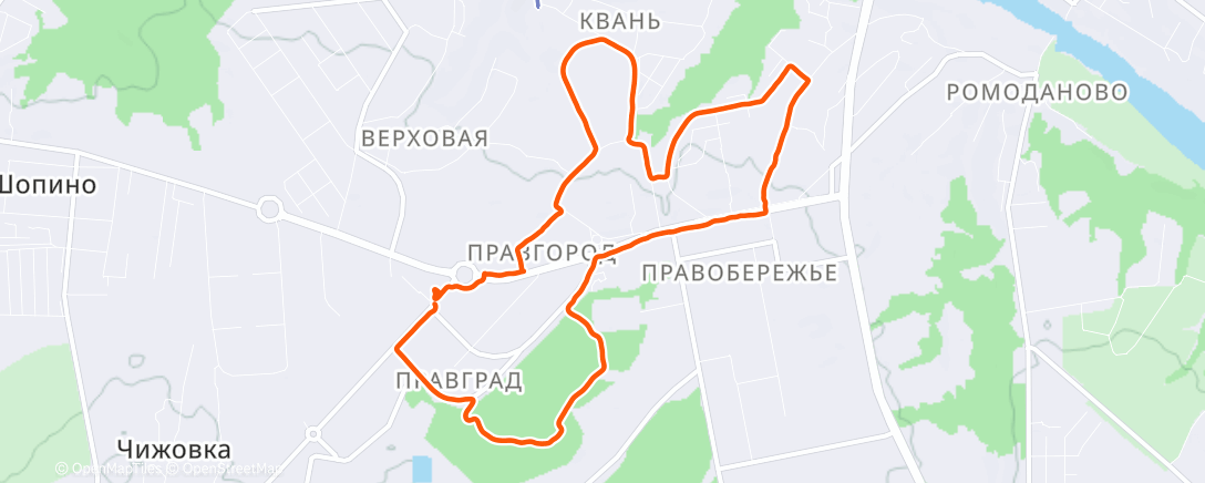 Map of the activity, Evening Run