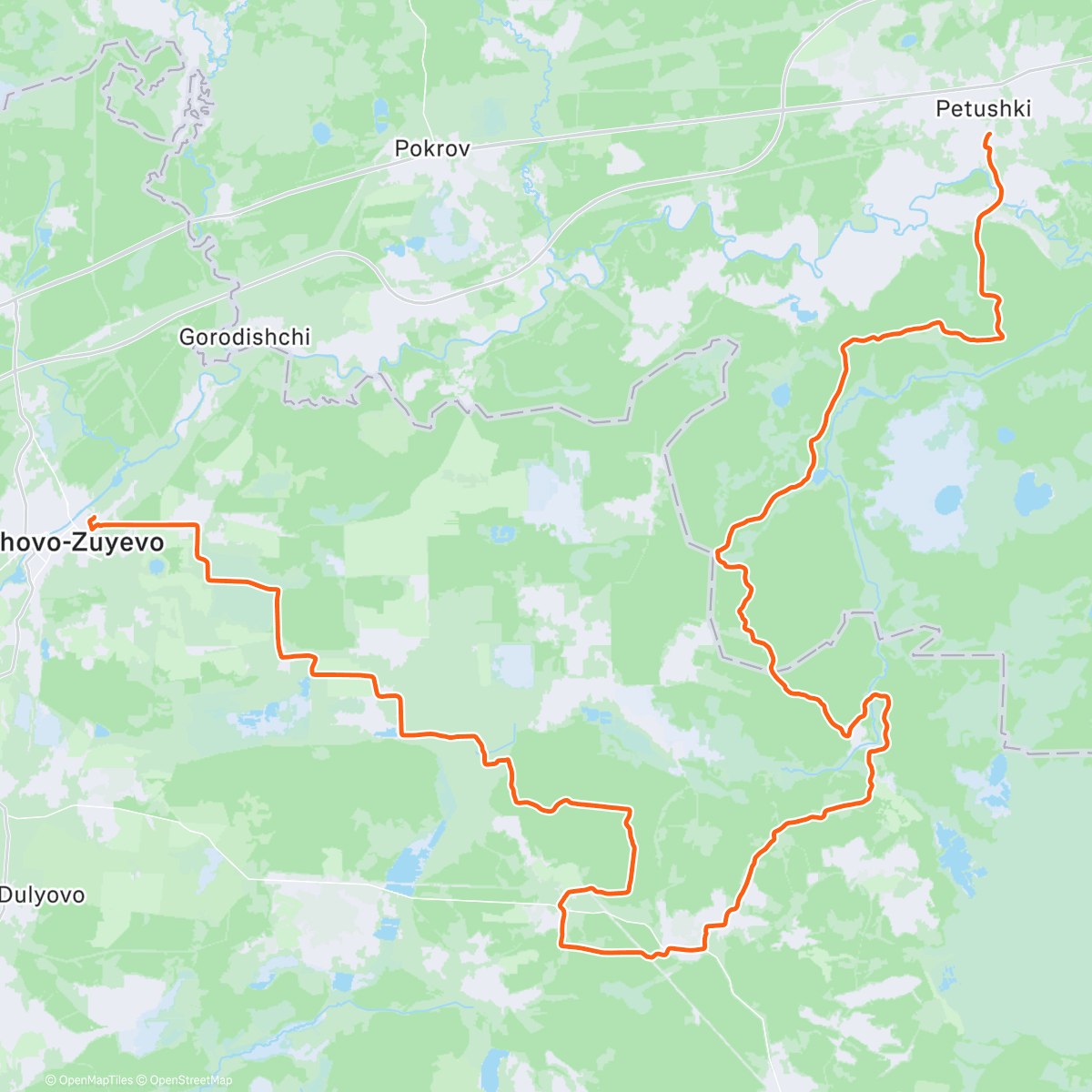 Map of the activity, Петушково - Зуево