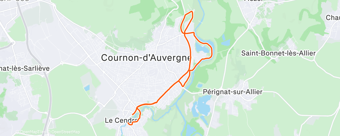 Map of the activity, Course à pied dans l'après-midi