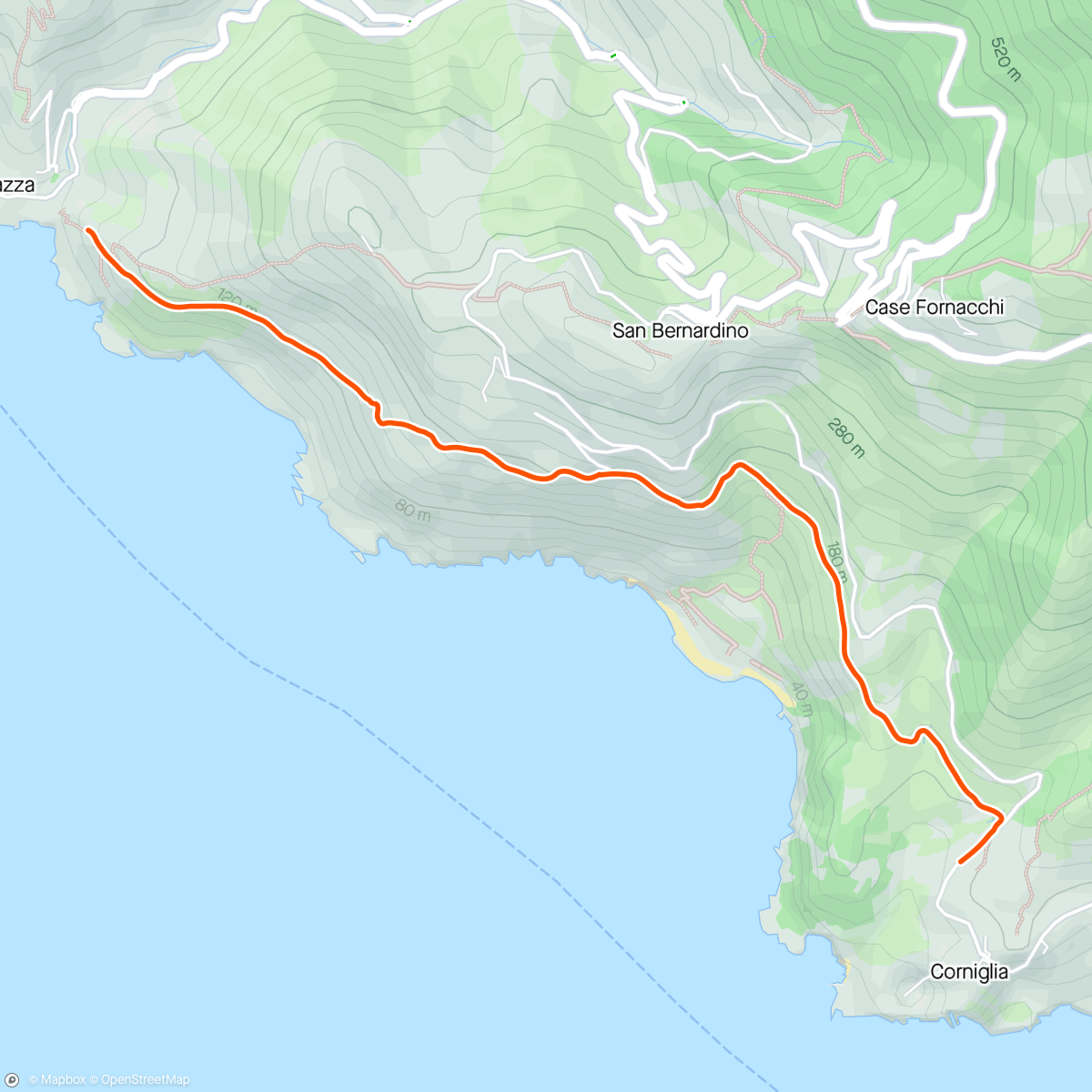 Map of the activity, VERNAZZA-CORNIGLIA