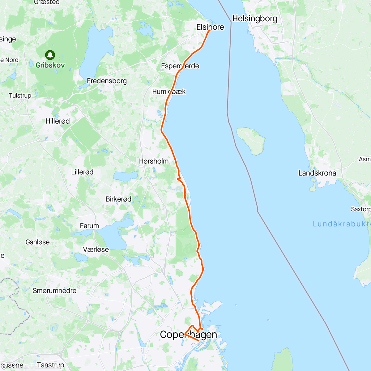 Map of the activity, Öresund runt, dag 2