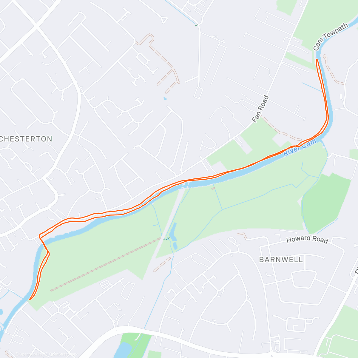 Map of the activity, Riverrun 5k