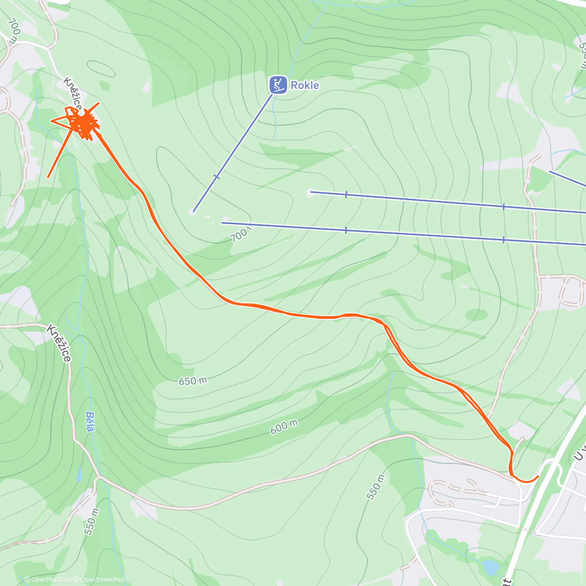 Map of the activity, Venčing na Kněžickou
