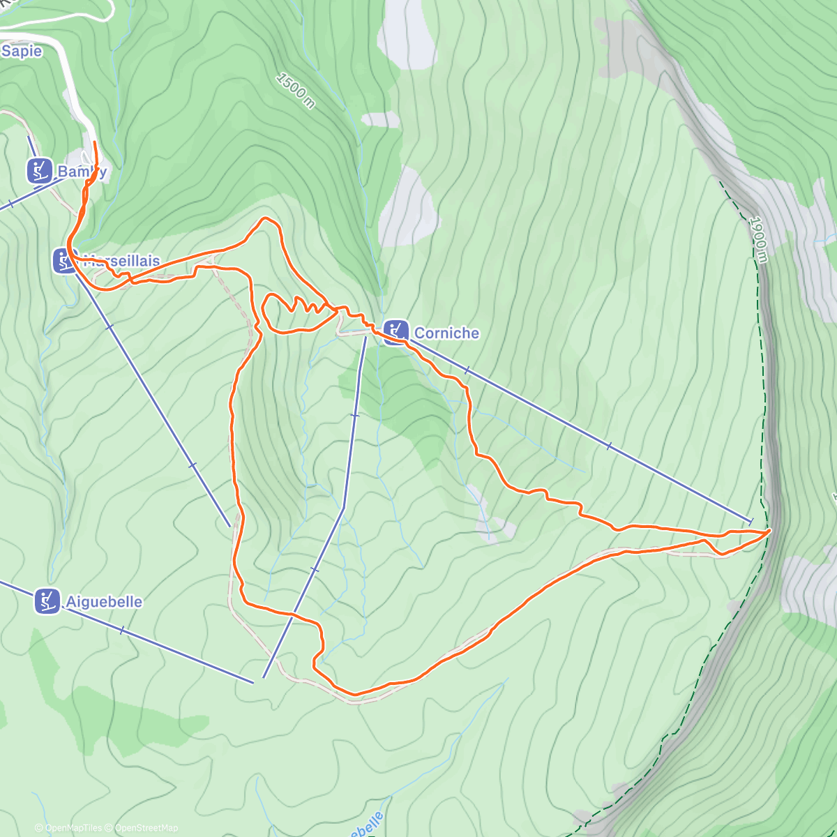 Map of the activity, Lunch Backcountry Ski