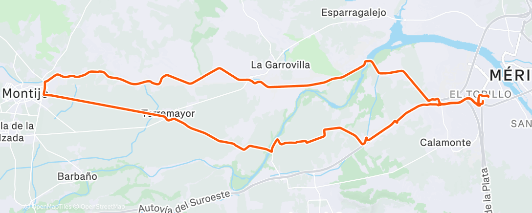 Map of the activity, Bicicleta por la tarde