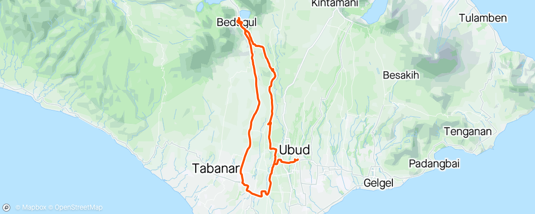 Map of the activity, Climb to Bedugul
