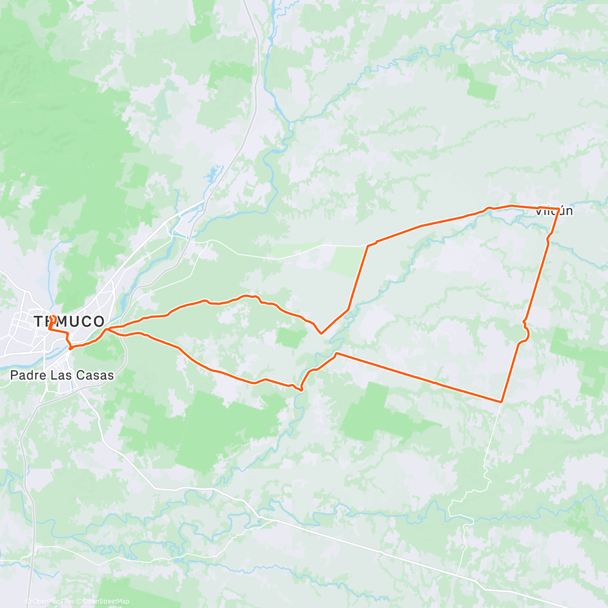 Map of the activity, Ruta: Niágara - Vilcún - Gral. Lopez
