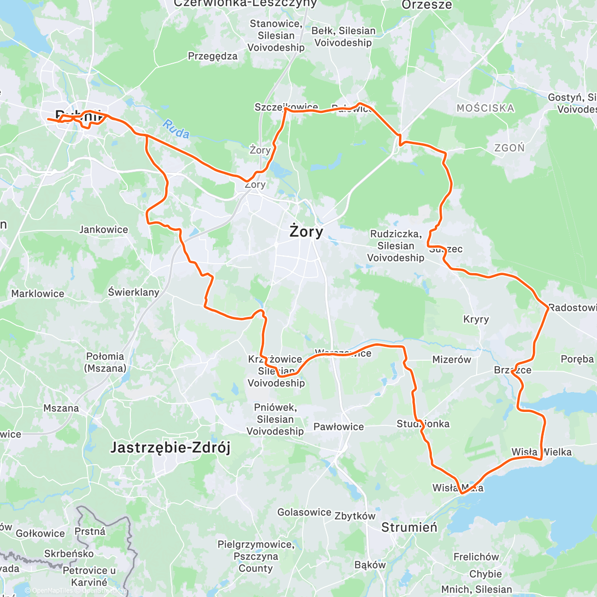 Map of the activity, Festive no 2 Śryż Lunch Gravel Ride