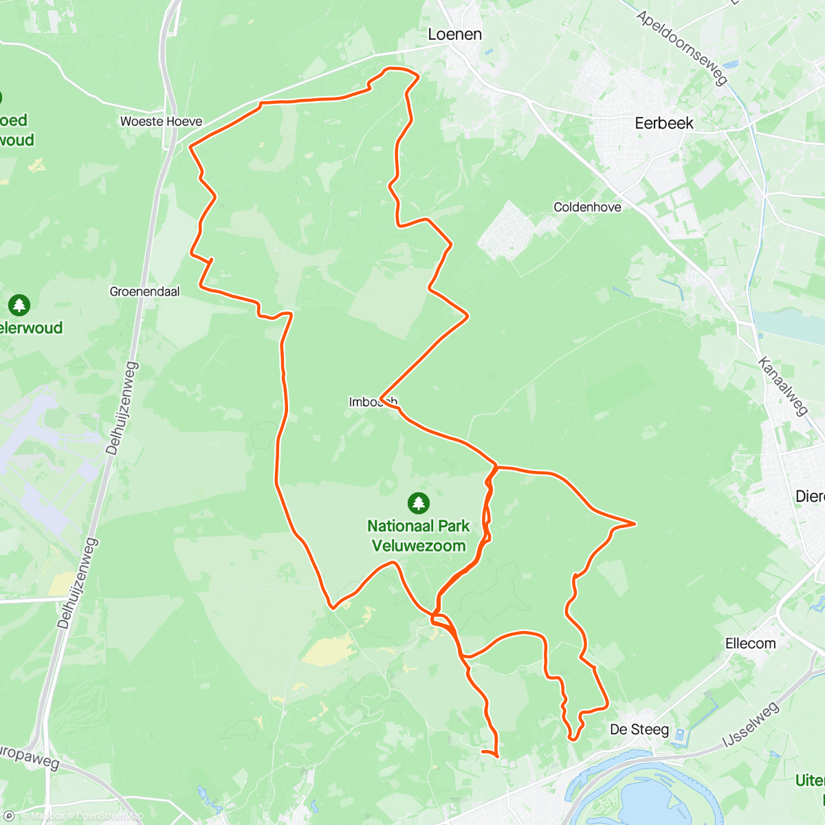Map of the activity, Mountain Bike Ride Veluwezoom