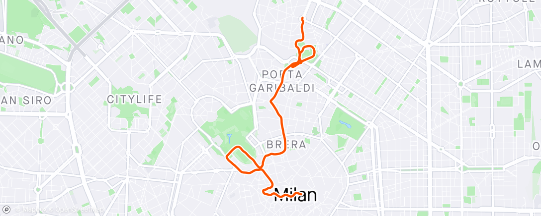 Map of the activity, 7,4 Km Milano