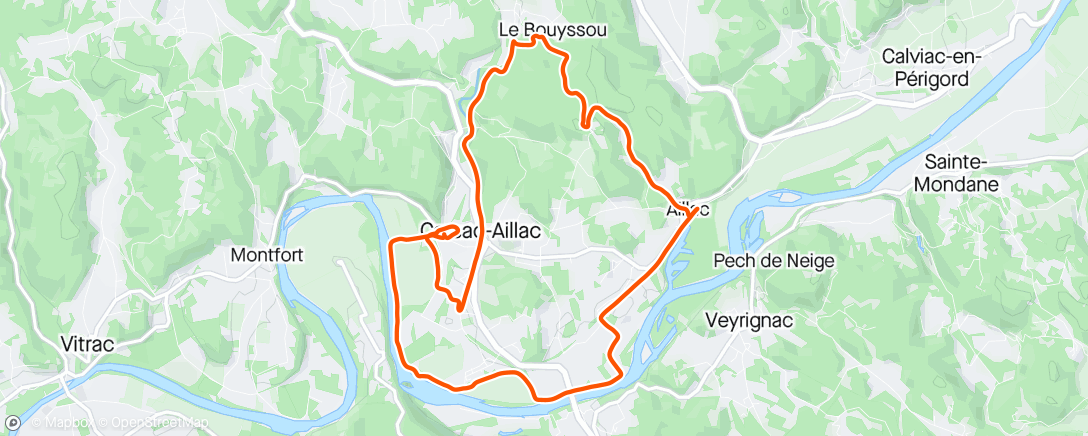 Map of the activity, Sortie Trail autour de Carsac 😊