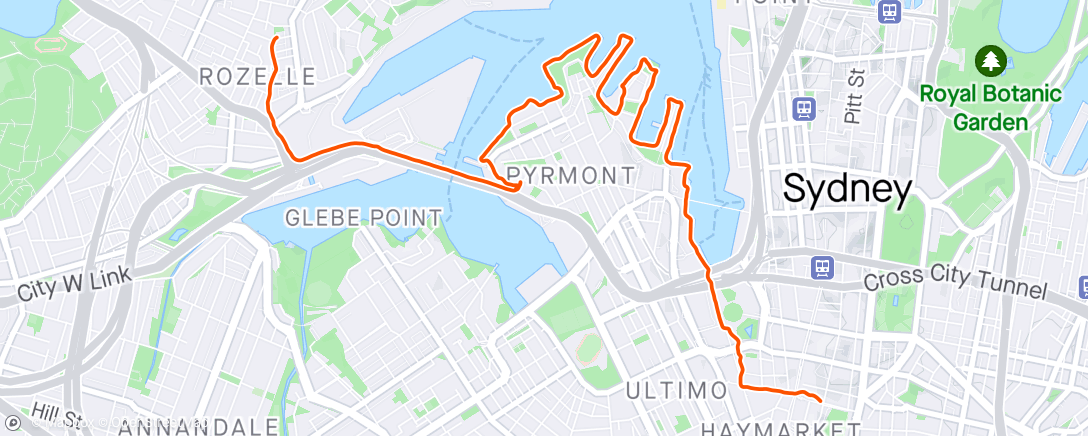 Map of the activity, Evening Run Home…..