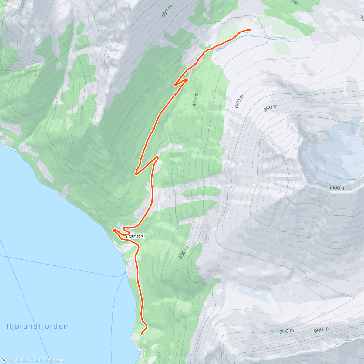 Map of the activity, Truger + bil i Trandal-dalen