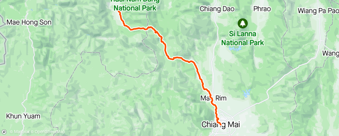 Map of the activity, Day 1 - Chiang Mai to Pai