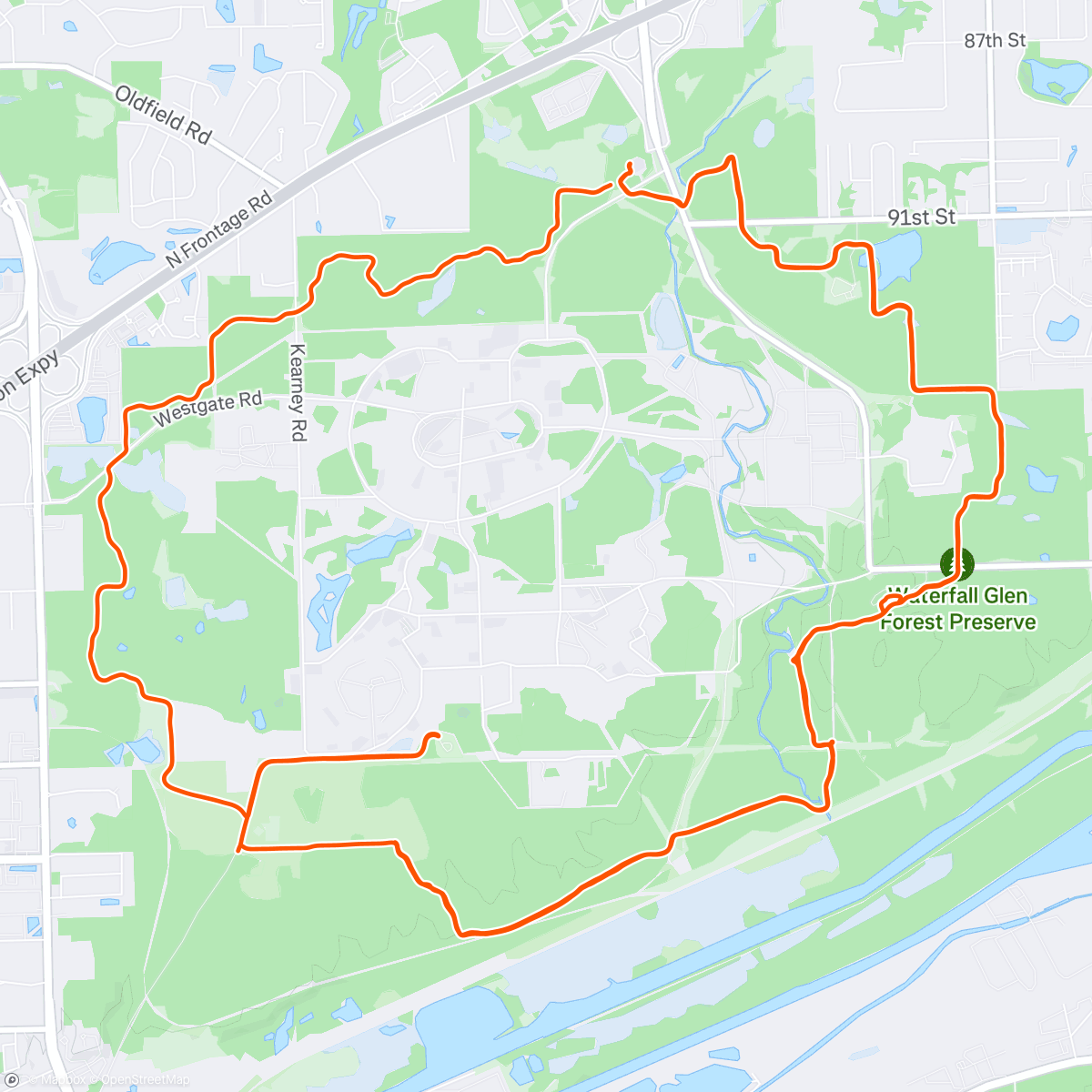 Map of the activity, Waterfall Glen Ride