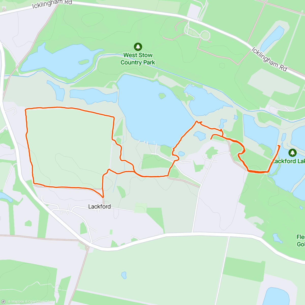 Map of the activity, Lackford Lakes