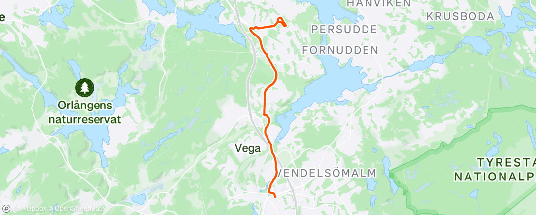 Map of the activity, Afternoon Run