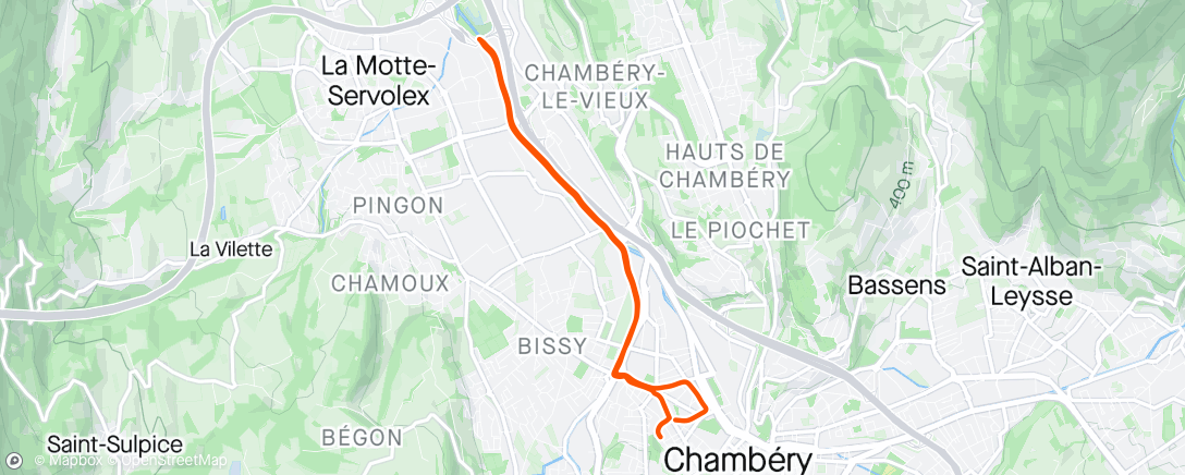 Map of the activity, Footing avec Alex et la p'tite Clémence sur son vélo + option 5 mins allure marathon (pour le petit rappel !) Biquot 1/2