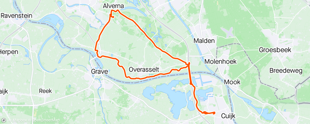 Map of the activity, Middagrit op gravelbike🌧