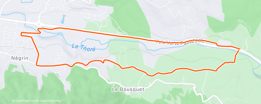 Map of the activity, Course à pied en soirée