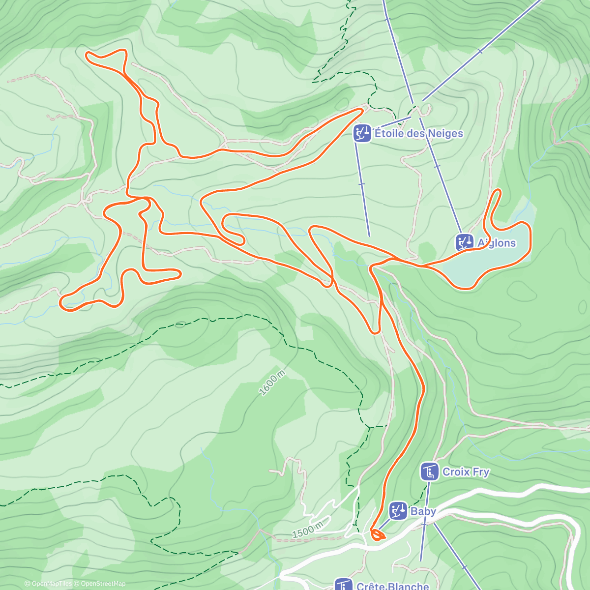 Map of the activity, Lunch Nordic Ski