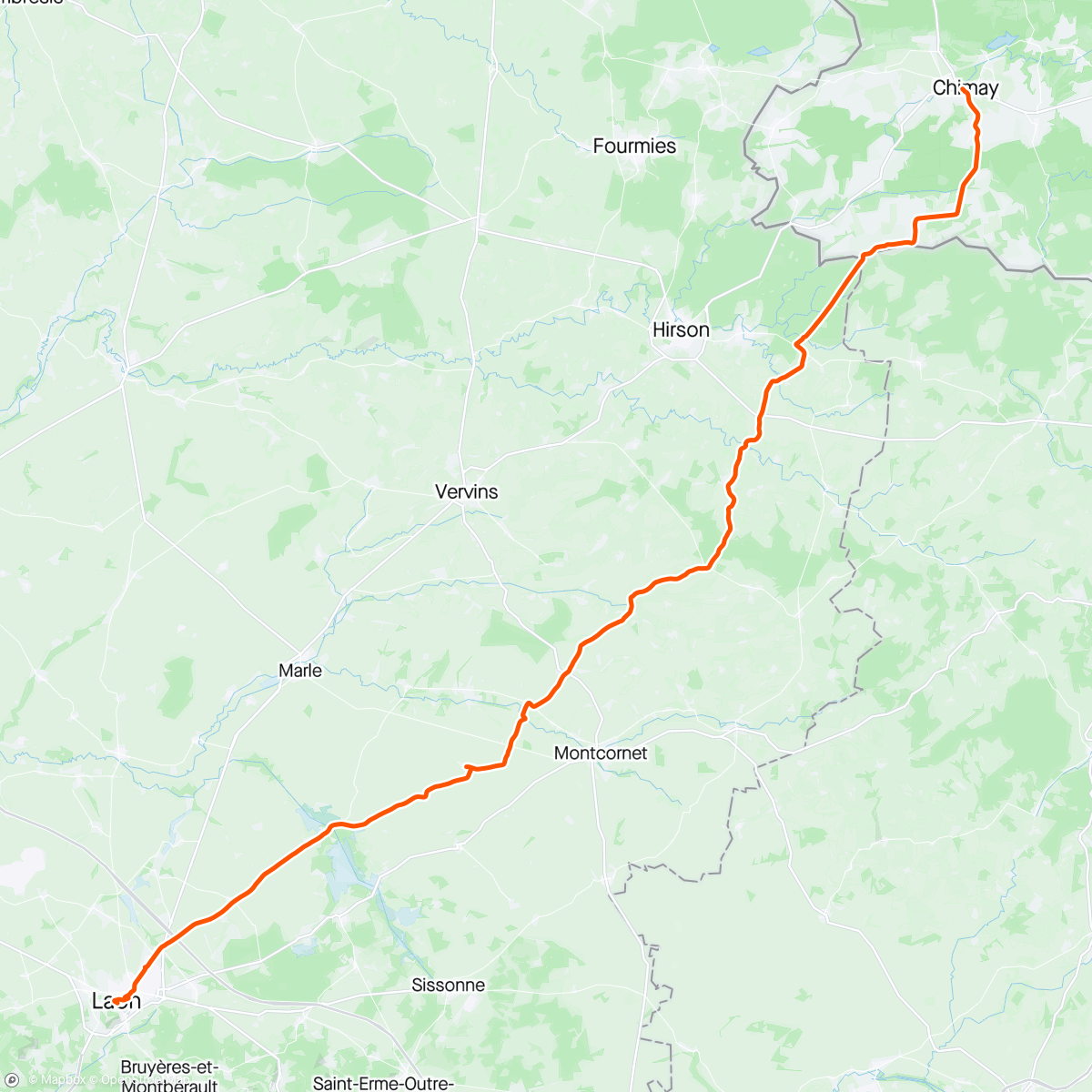 Mapa de la actividad, Op reis naar Parijs Dag III Chimay - Laon  🇫🇷