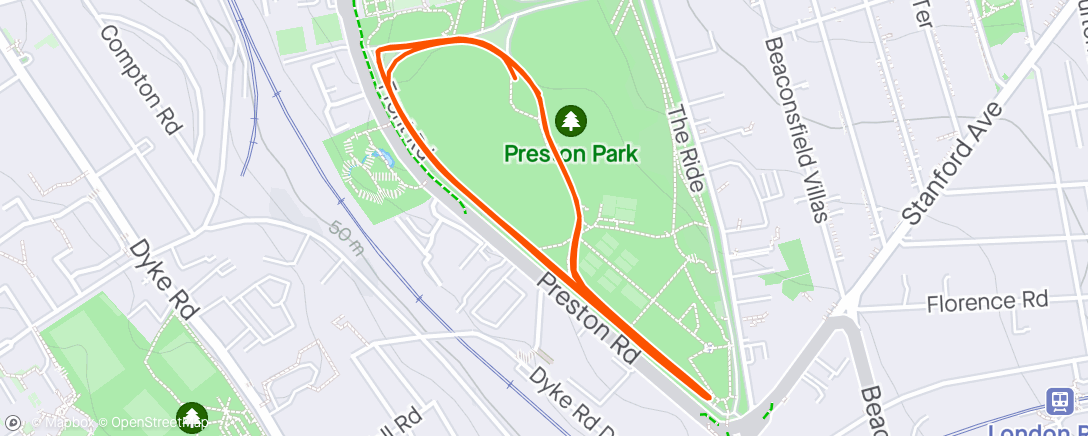 Map of the activity, Preston Park parkrun 13/04/24 👶🏻
