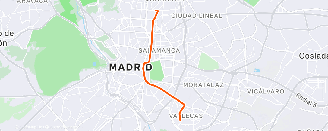 Map of the activity, Carrera de tarde