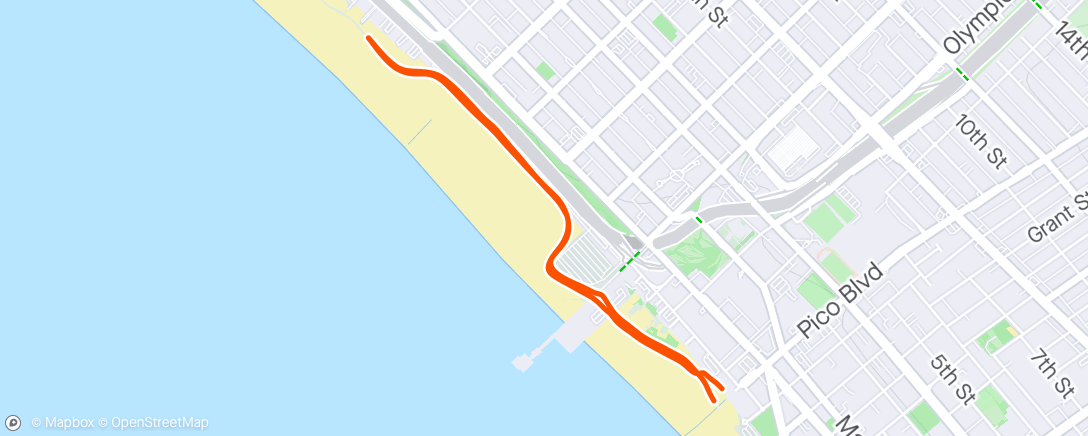 Map of the activity, California Runclub #7 - shortened run to allow dip in the surf