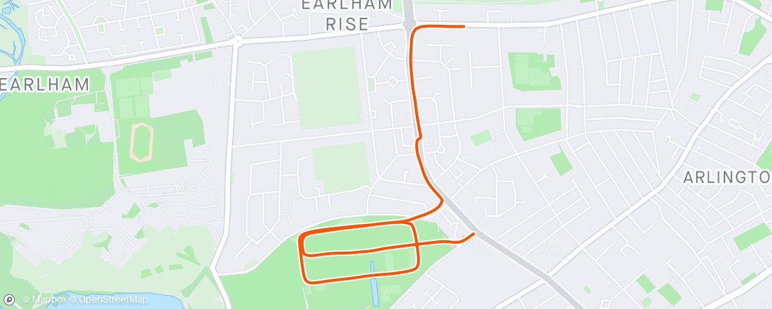 Map of the activity, Day 10 - run between the school runs
